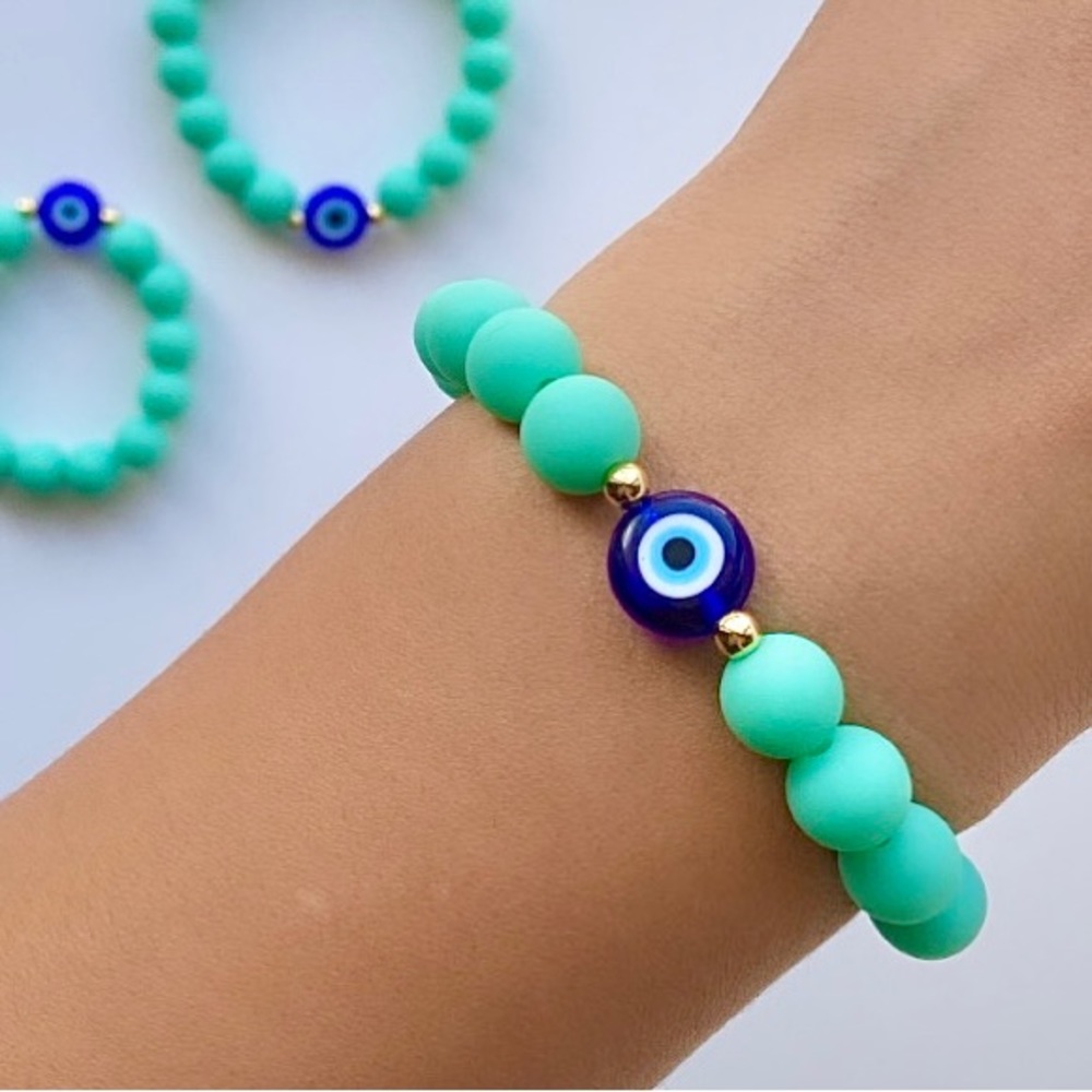Evil Eye Beaded Bracelet, 14k gold plated, Women's Jewelry, Protection from evil